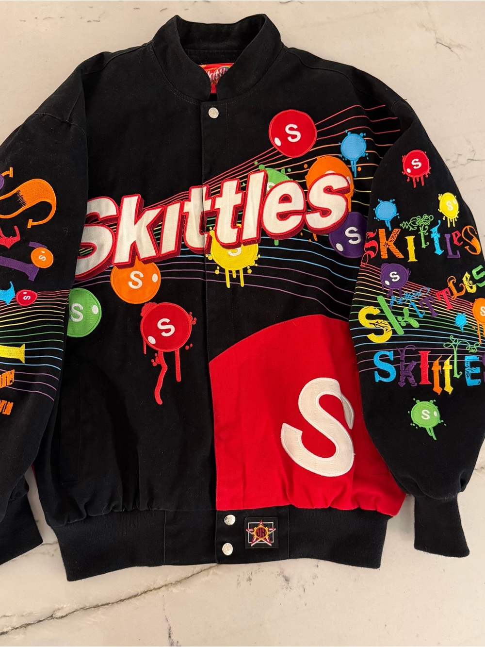 Vintage Nascar JH Design Skittles Racing Jacket Size M Rare Black